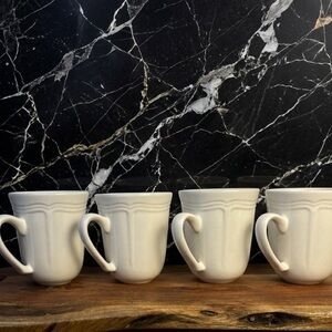 Set Of 4 Thomson Pottery “Bianca” Coffee Mug Tea Cups Mugs White